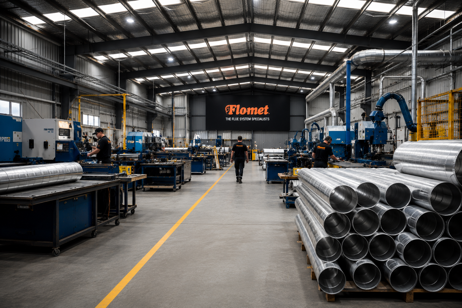 Flomet Australian-made flue systems manufacturing facility